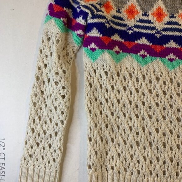 American Eagle Outfitters Sweater Size S Round Neck Acrylic Knit Cable Crochet - Picture 3 of 7